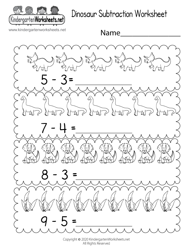 Dinosaur Subtraction Worksheet Free Printable Digital U0026 PDF