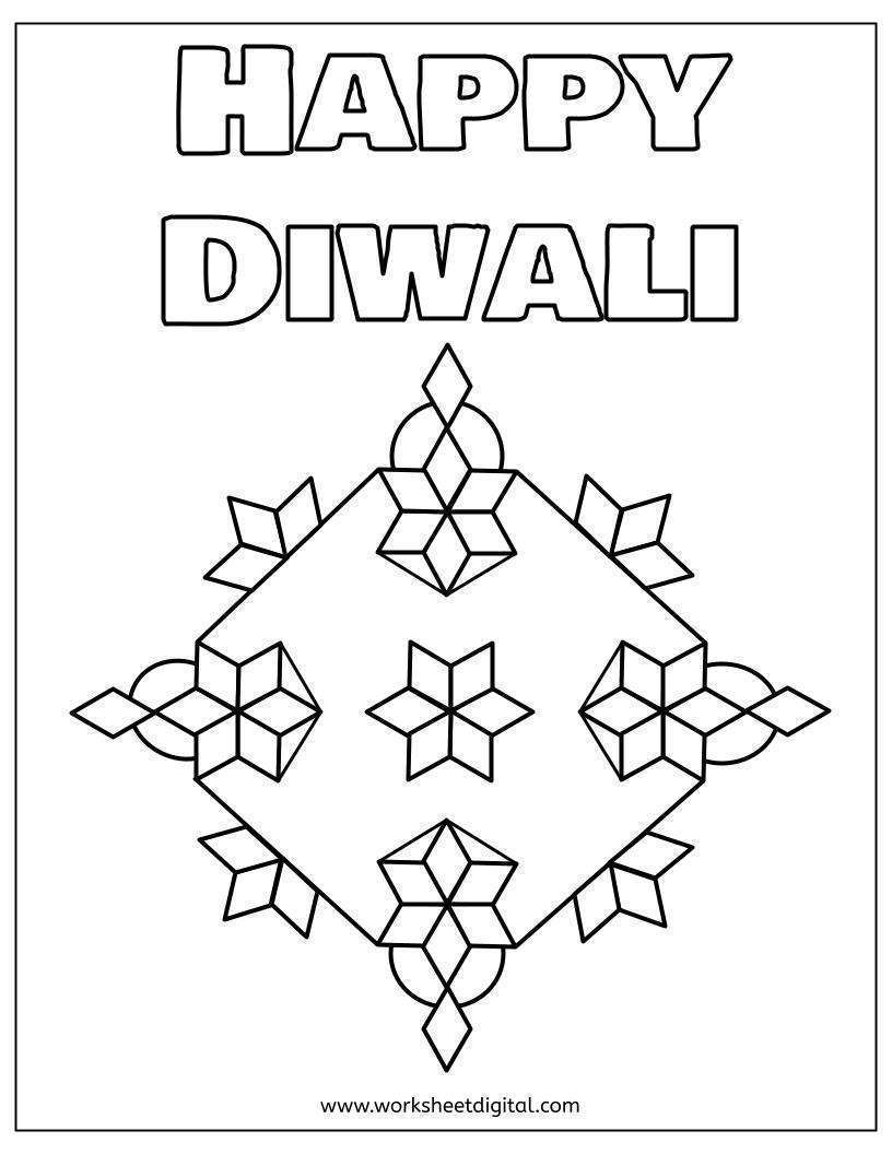 Diwali Coloring Worksheet Digital 1 Teacher Made Resources