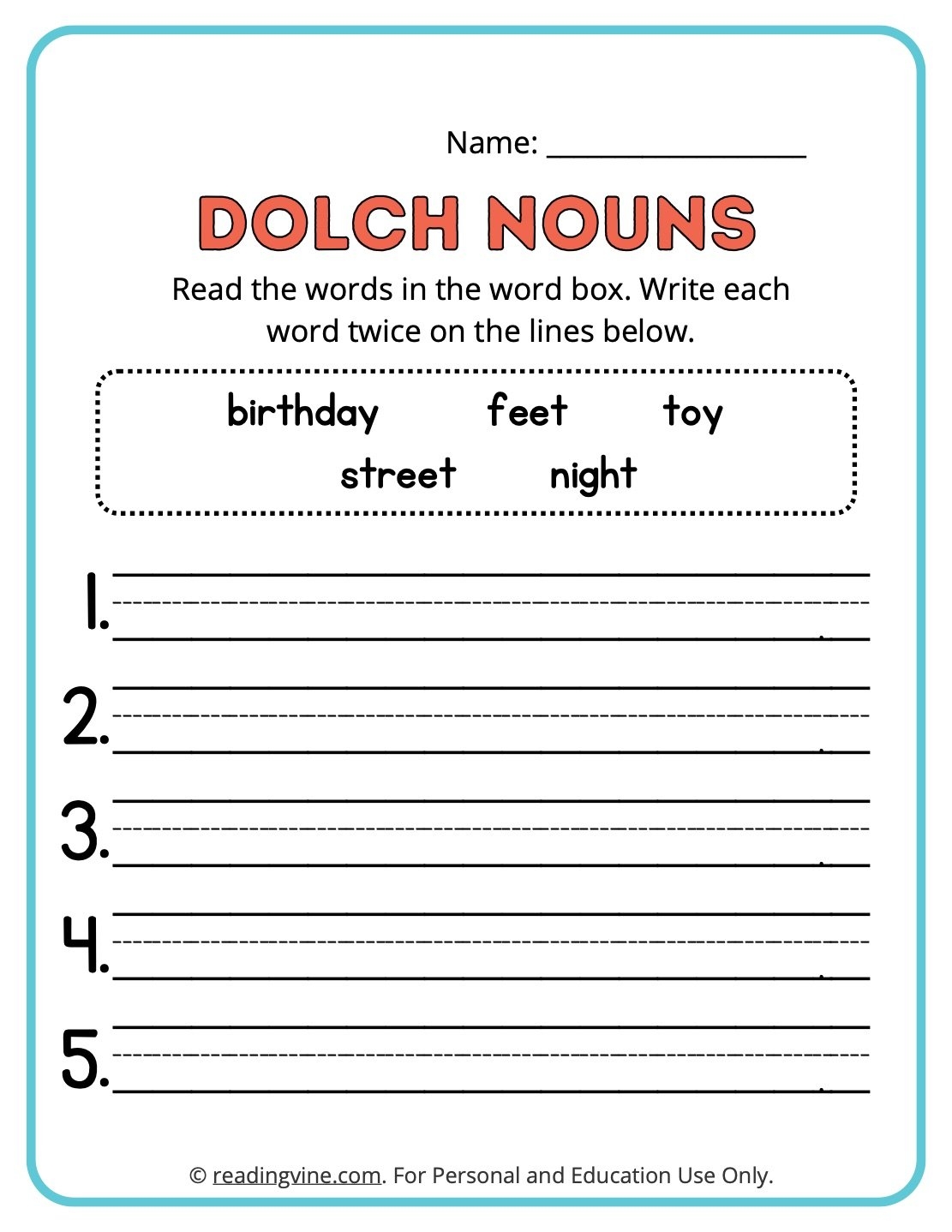 Dolch Nouns Sight Word Worksheets Dolch Nouns Sight Word Worksheets