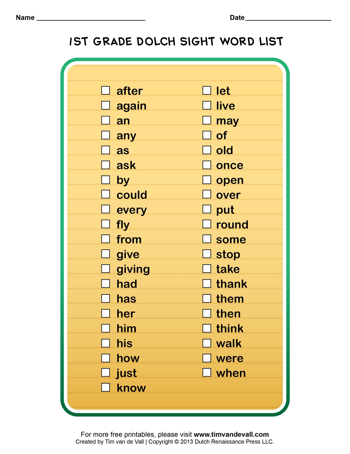 Dolch Sight Words Lists For Pre K Kindergarten 1st 2nd U0026 3rd Grade Dolch Sight Words Lists For Pre K Kindergarten 1st 2nd U0026 3rd Grade