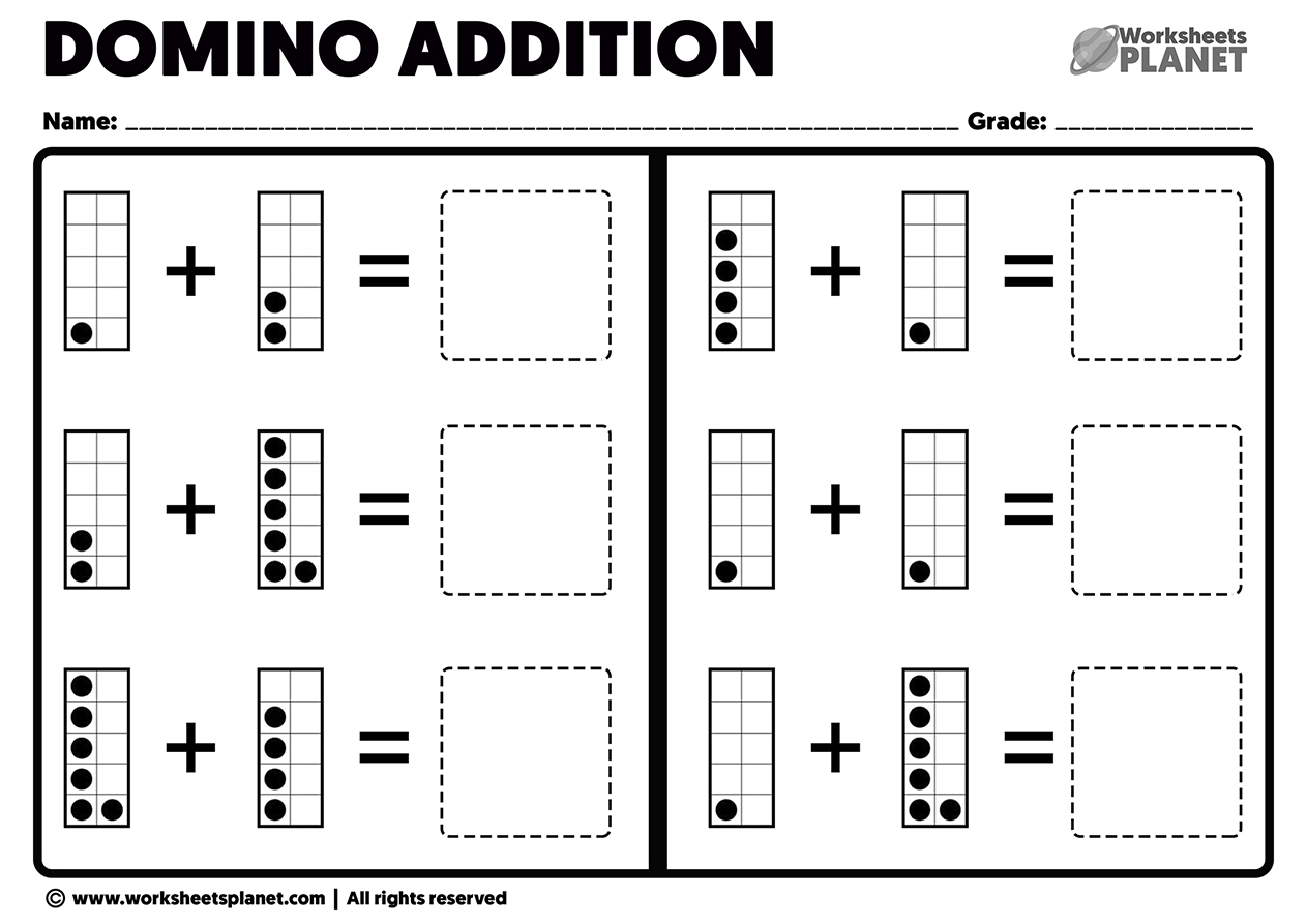 Kindergarten Domino Math Free Worksheet