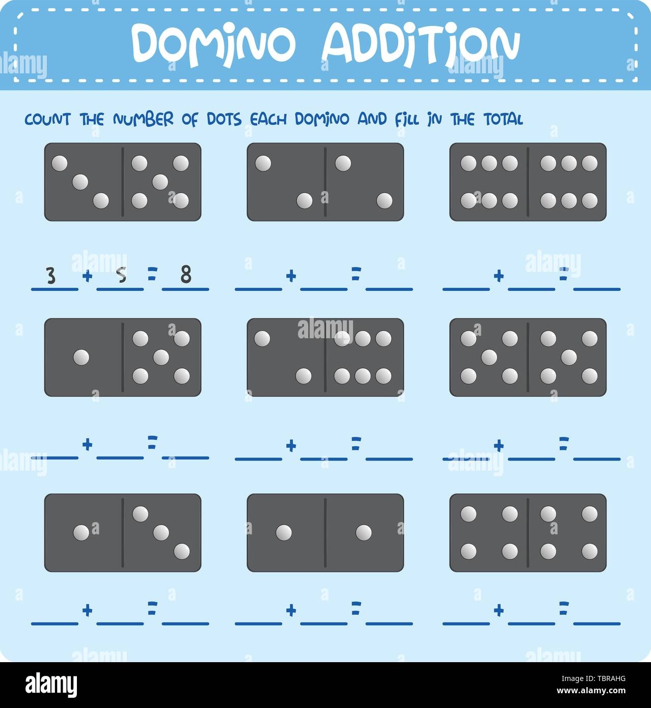 Domino Math Addition Worksheet Illustration Stock Vector Image U0026 Art Alamy Domino Math Addition Worksheet Illustration Stock Vector Image U0026 Art Alamy