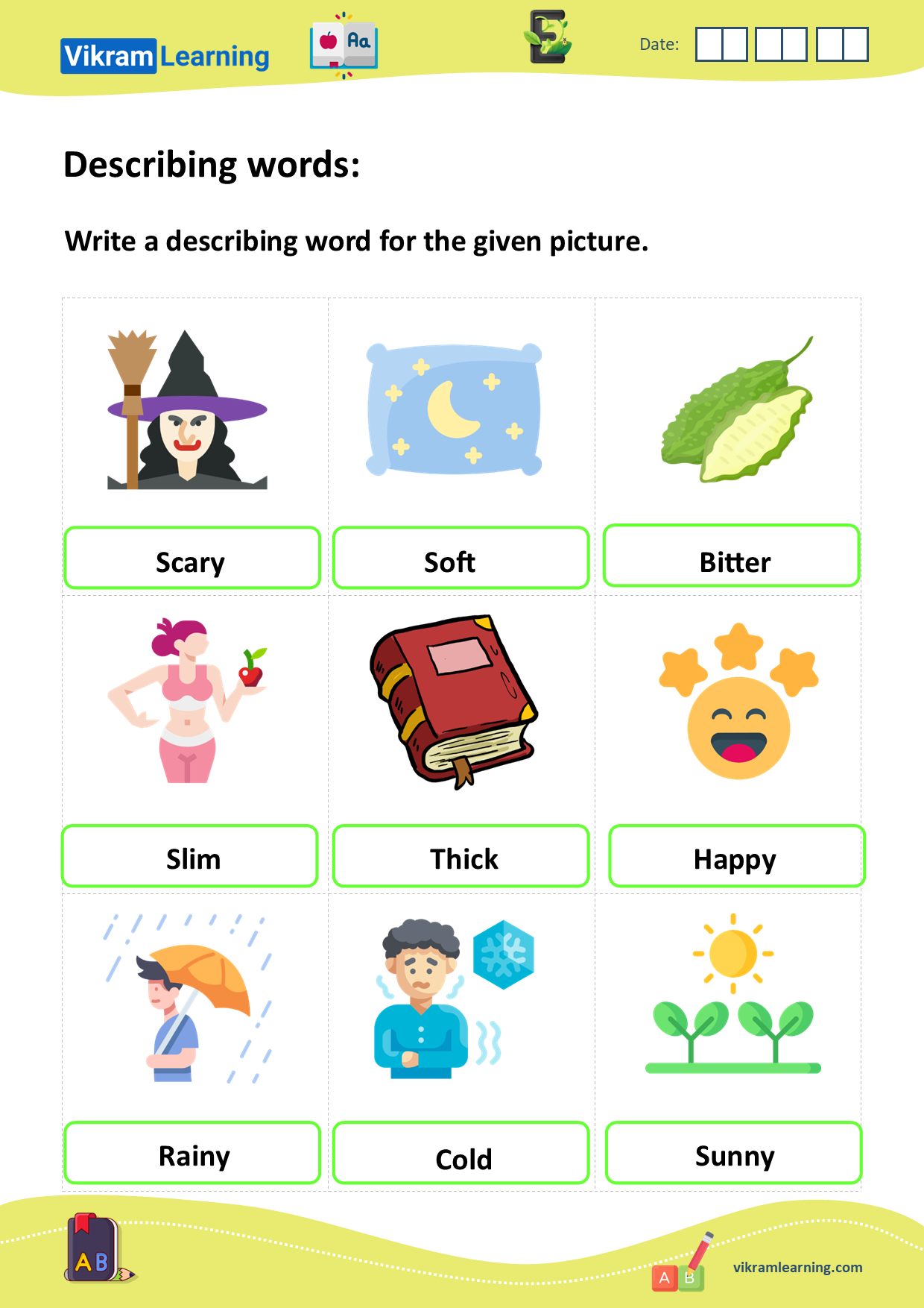 Download Describing Words Adjectives Worksheets Vikramlearning