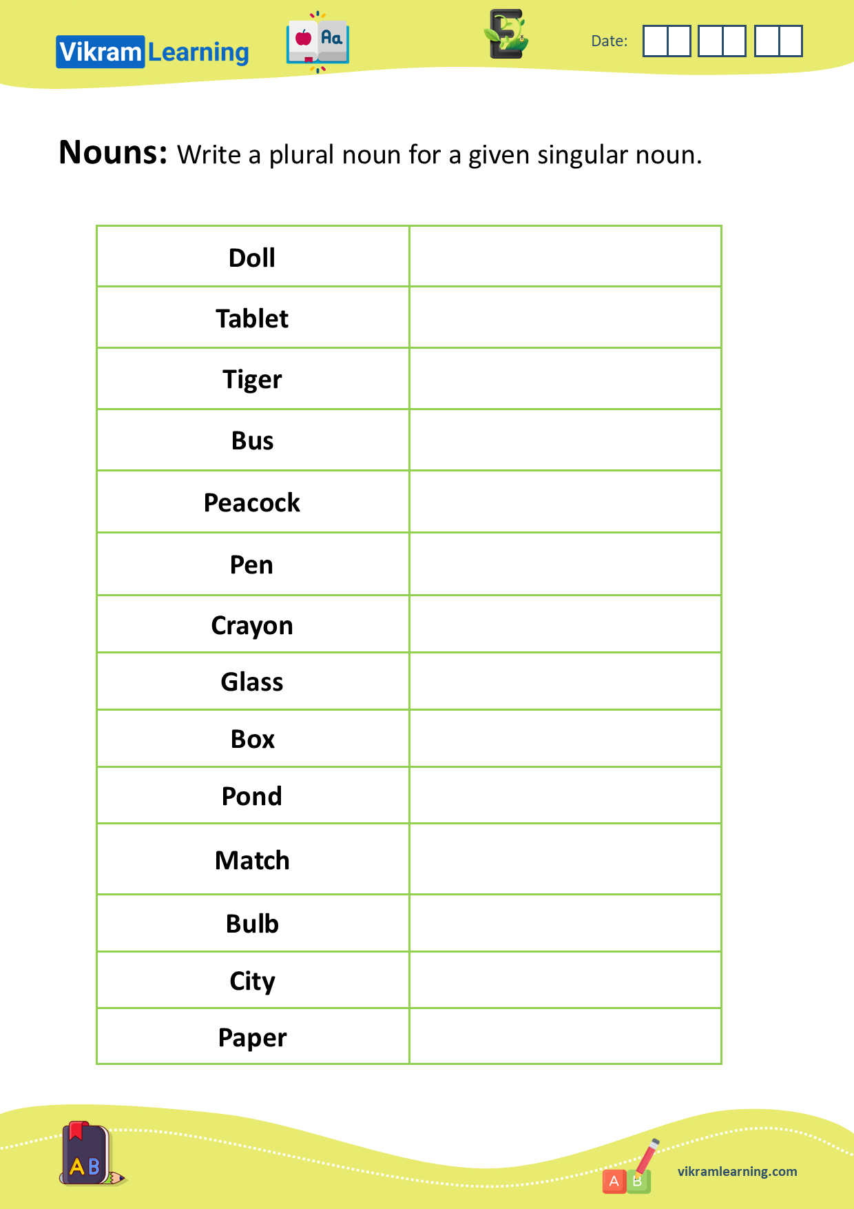 Download Nouns Naming Words Worksheets Vikramlearning