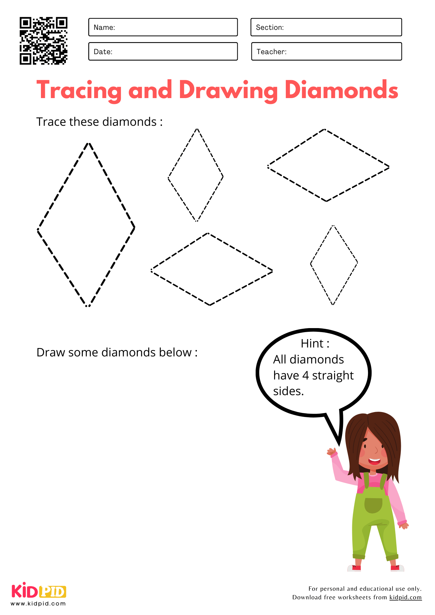 Drawing Shapes Practice Worksheet For Kindergarten Kidpid Drawing Shapes Practice Worksheet For Kindergarten Kidpid