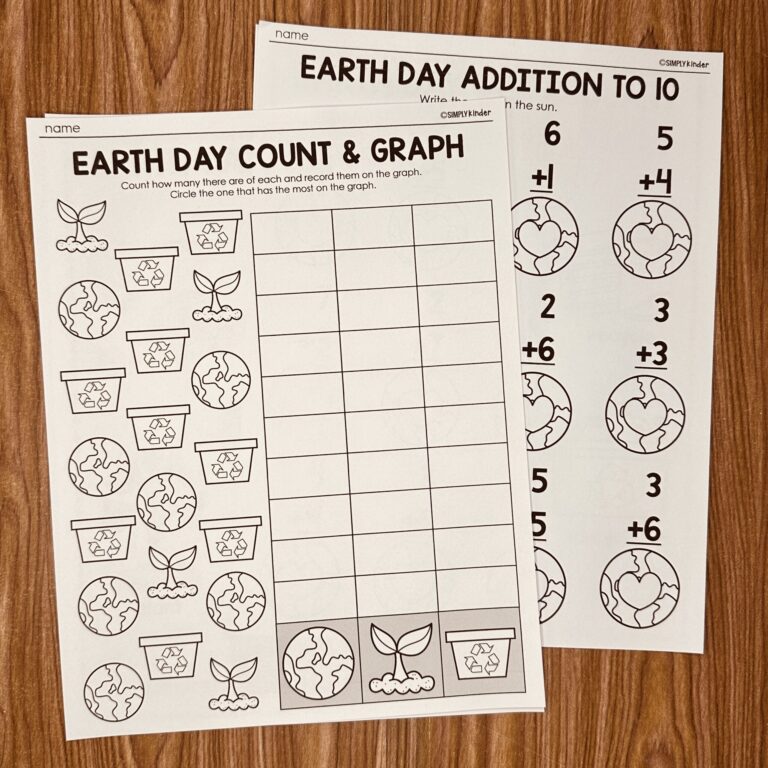 Earth Math Printables Simply Kinder Plus