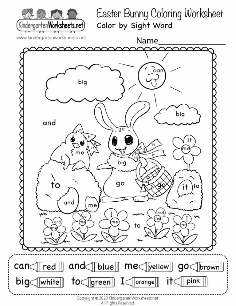 Easter Bunny Color By Sight Word Worksheet Free Printable Digital U0026 PDF