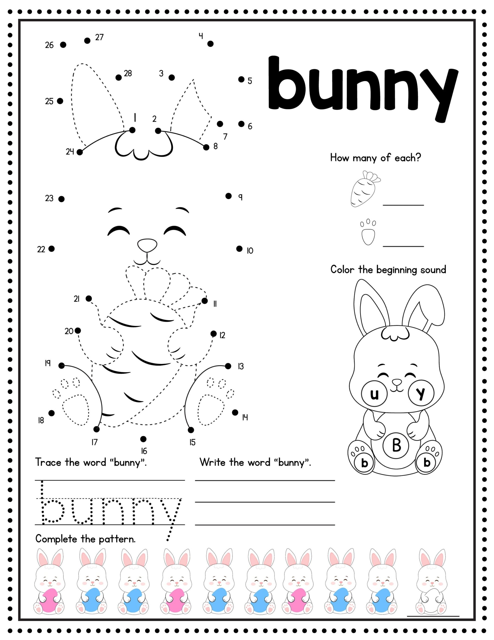 Easter Kindergarten Worksheet Printables For Kids Tracing 