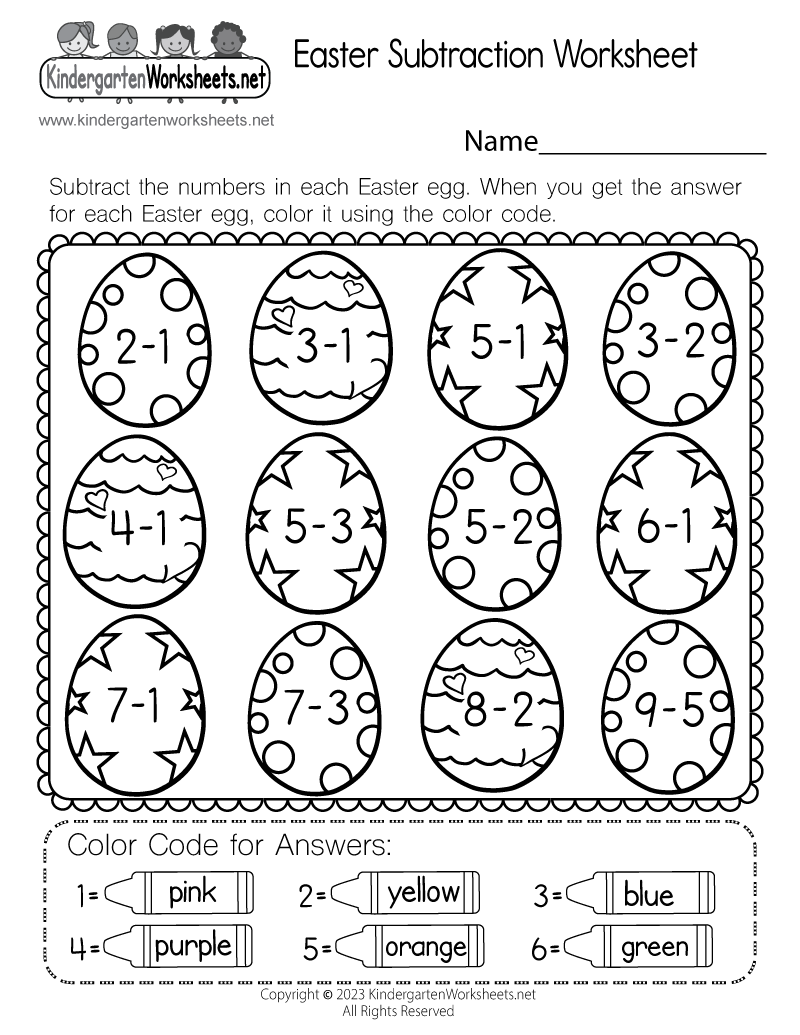 Easter Subtraction Worksheet Free Printable Digital U0026 PDF
