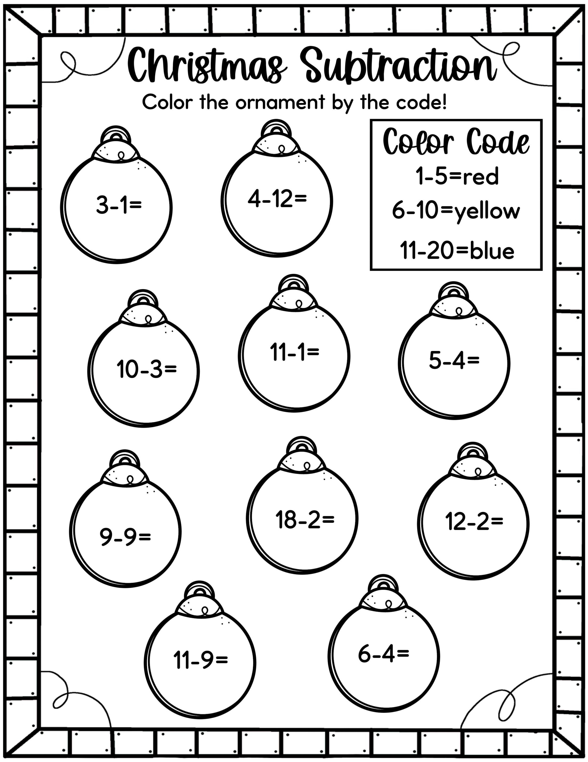 Math Worksheets For Kindergarten Christmas