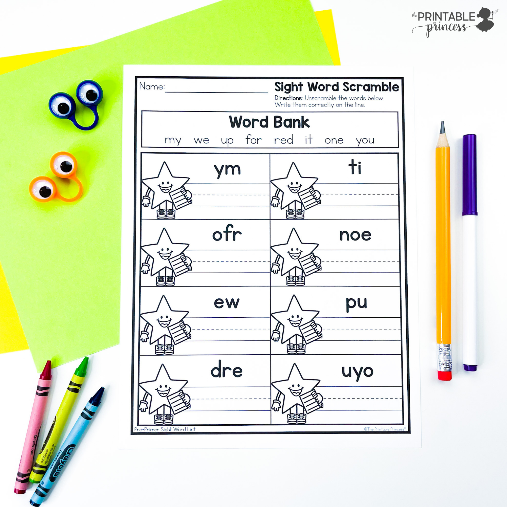 Editable Sight Word Scramble Activity The Printable Princess