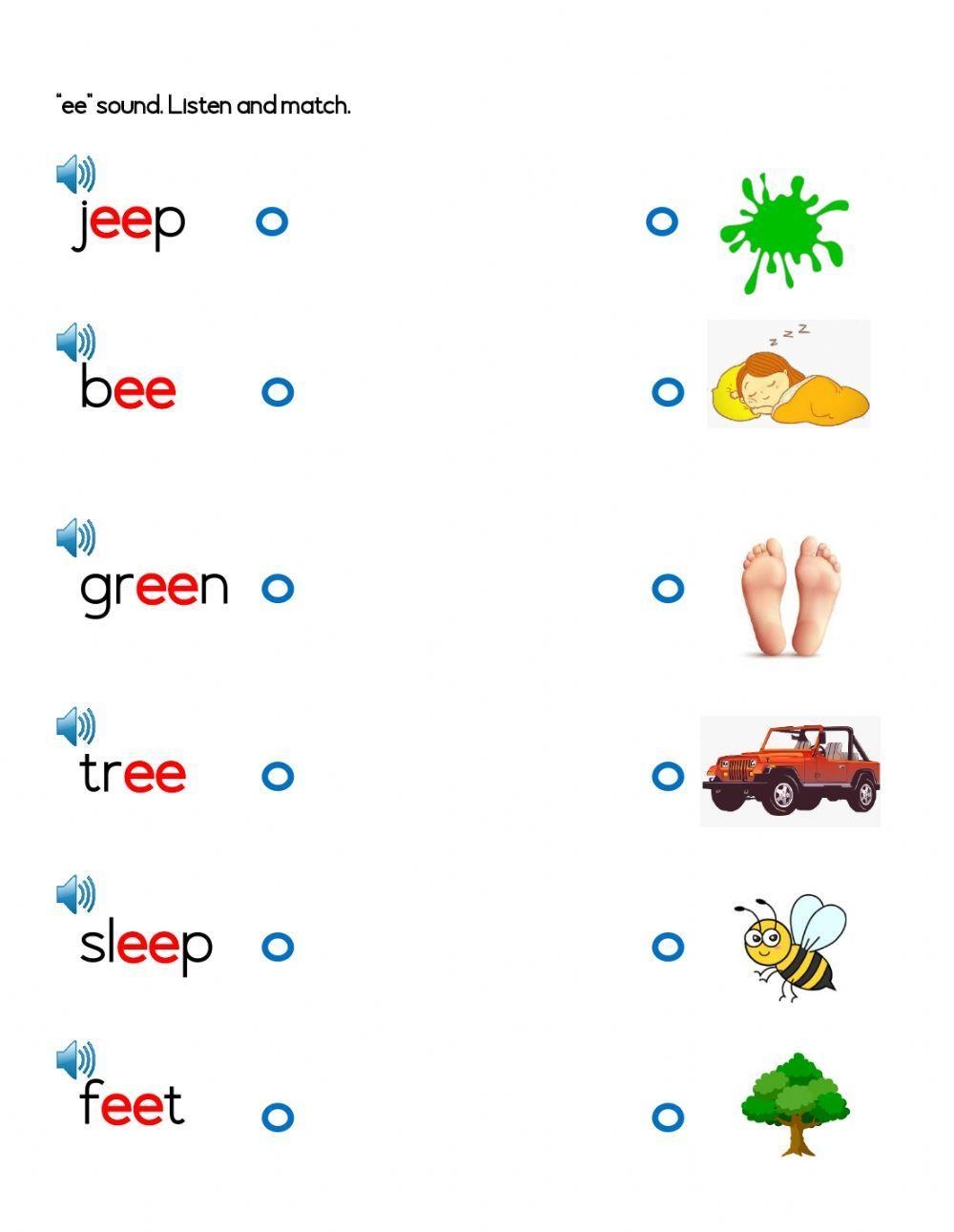 Ee Words Worksheet For Kindergarten