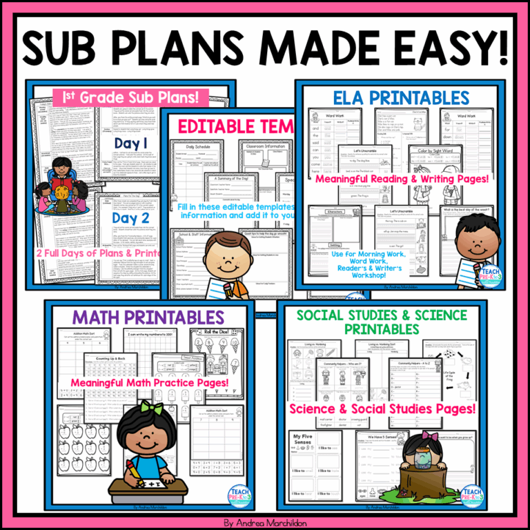 Emergency Sub Plans Teach Pre K To 3 With Andrea Marchildon