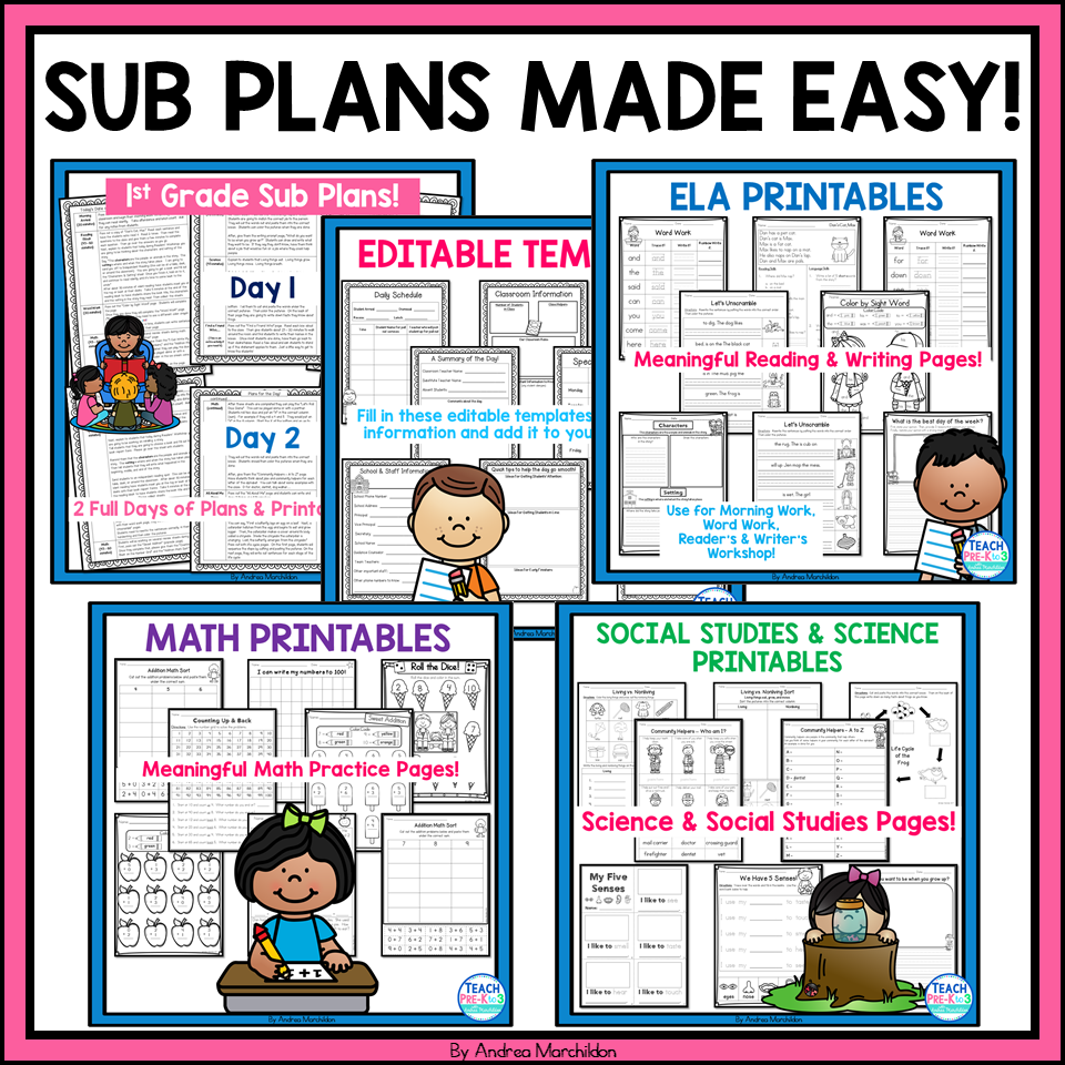 Emergency Sub Plans Teach Pre K To 3 With Andrea Marchildon