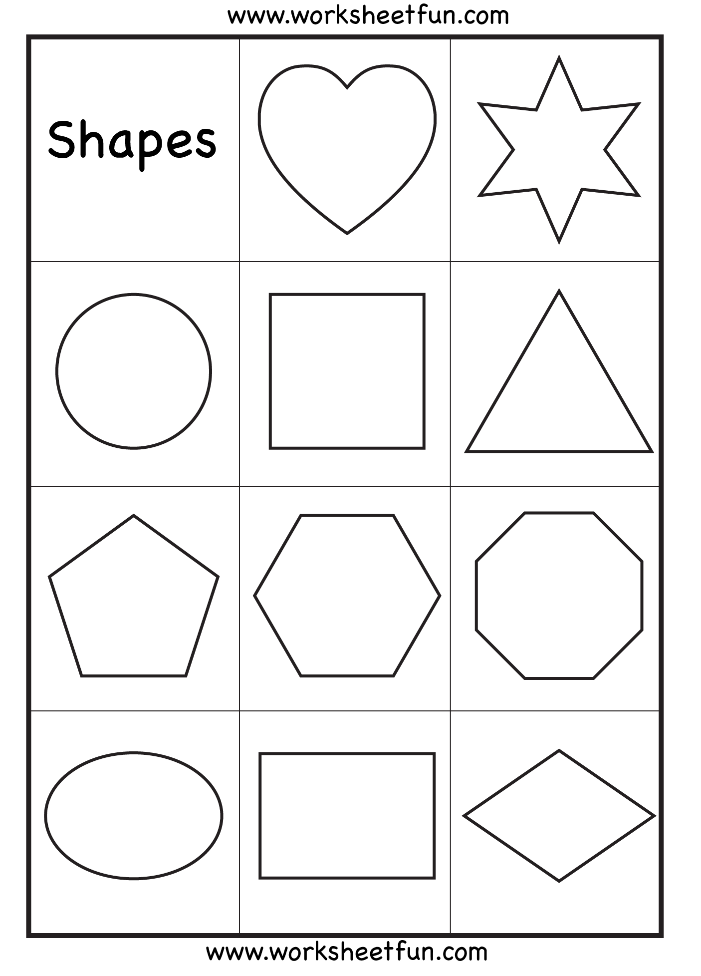 Printable Shape Worksheets For Kindergarten