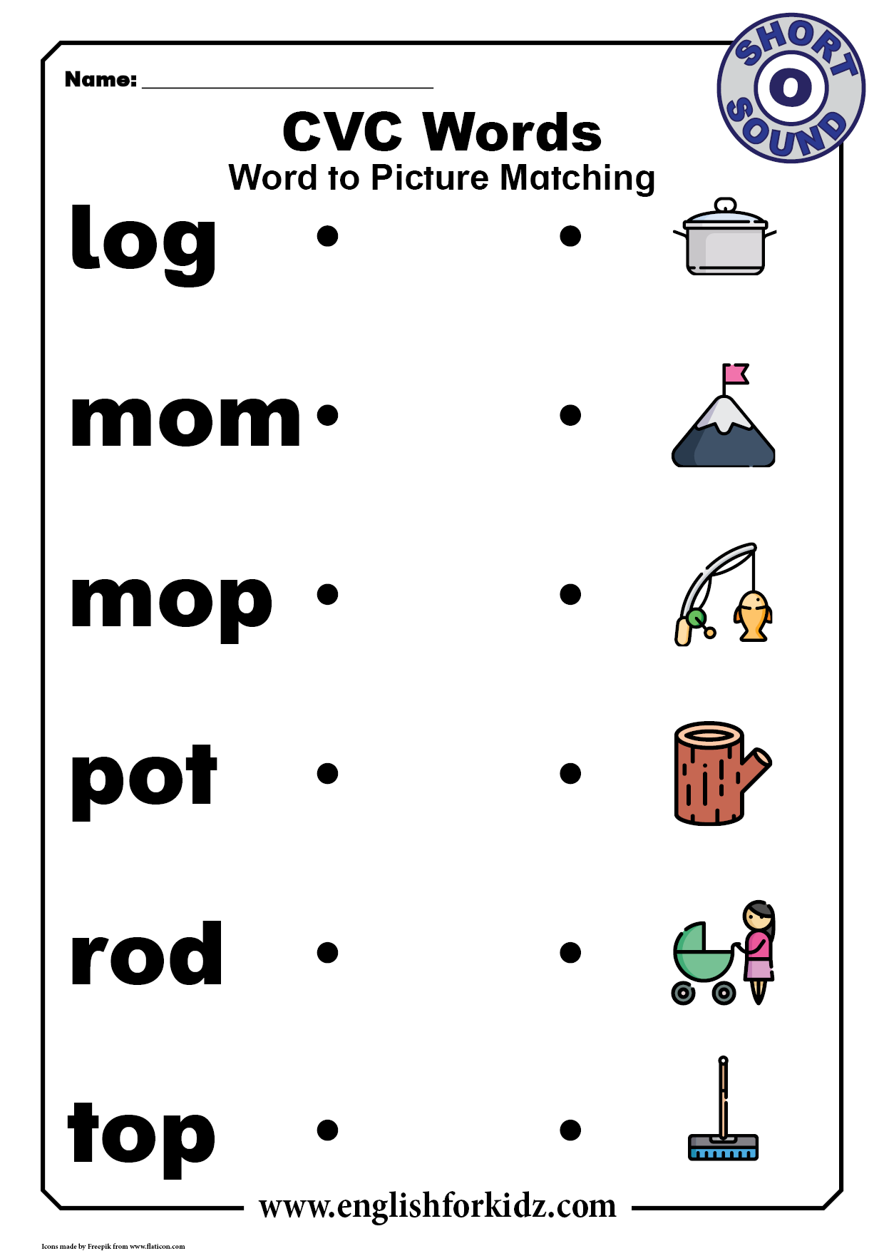 English For Kids Step By Step CVC Words Worksheets Short O Sound