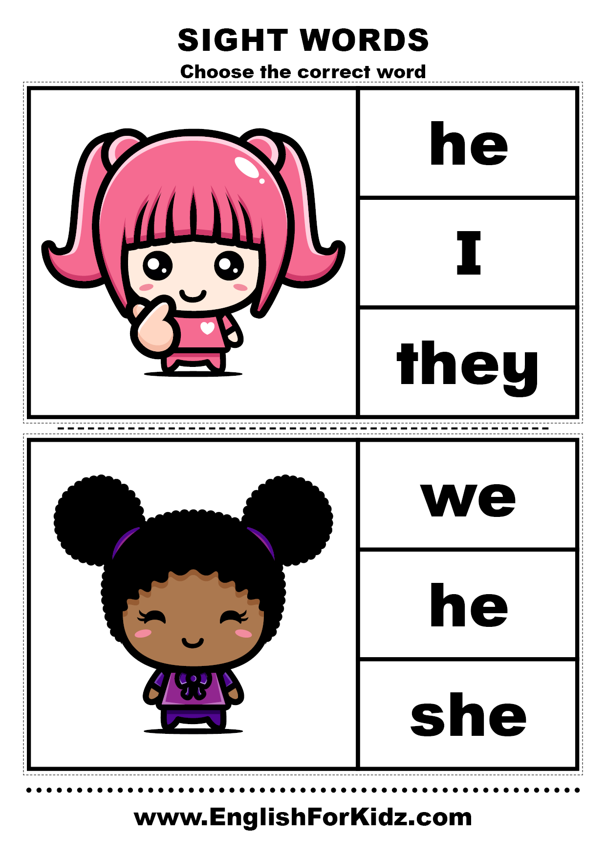 English For Kids Step By Step Sight Words Worksheets