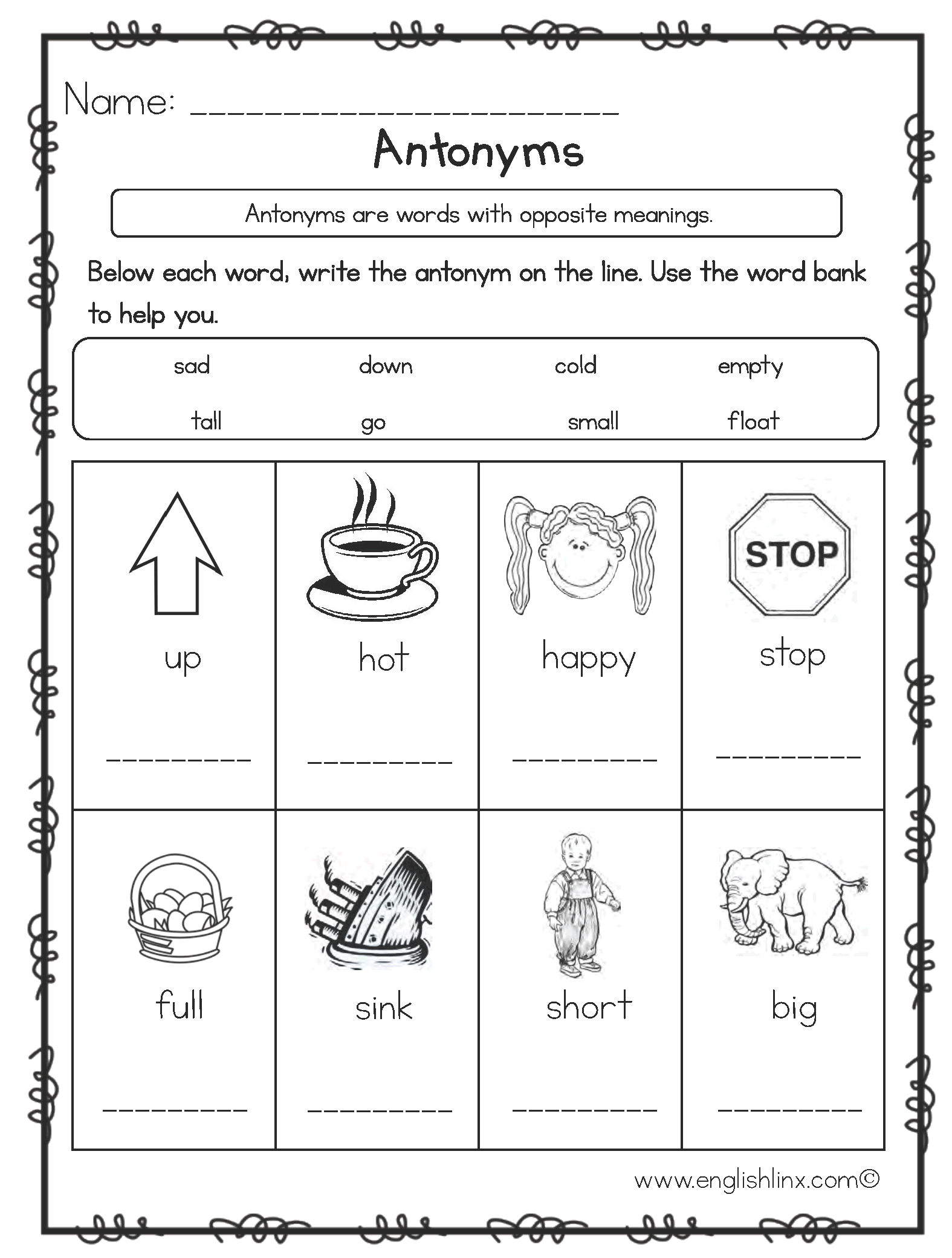 Englishlinx Antonyms Worksheets