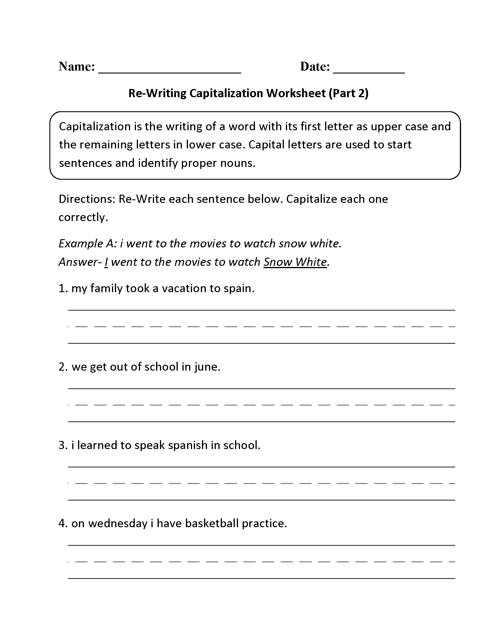 Englishlinx Capitalization Worksheets
