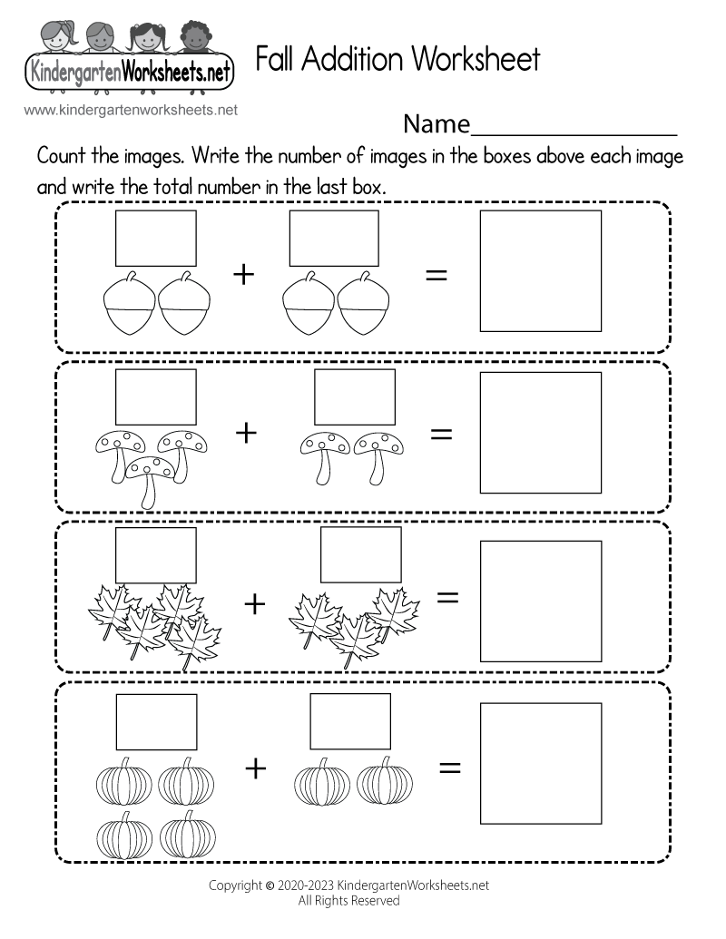 Math Worksheet For Kindergarten Addition