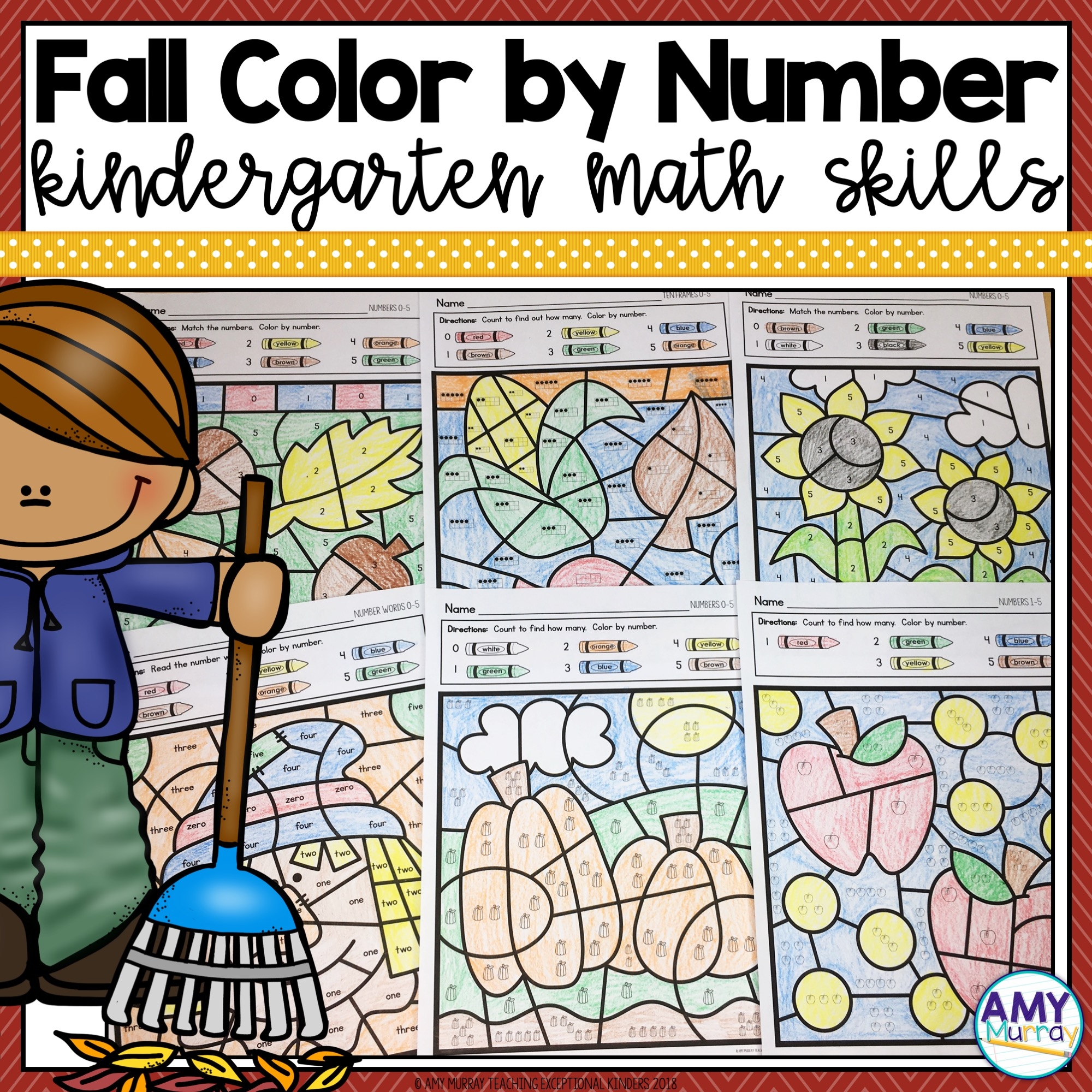 Fall Color By Number Kindergarten Math Worksheets Teaching Exceptional Kinders