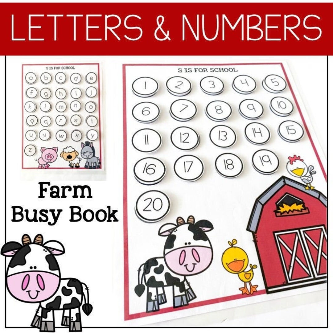 Farm Animal Letter U0026 Number Matching Games Printable PDF Activities For Kindergarten Math Literacy Centers Elementary School Preschool Etsy