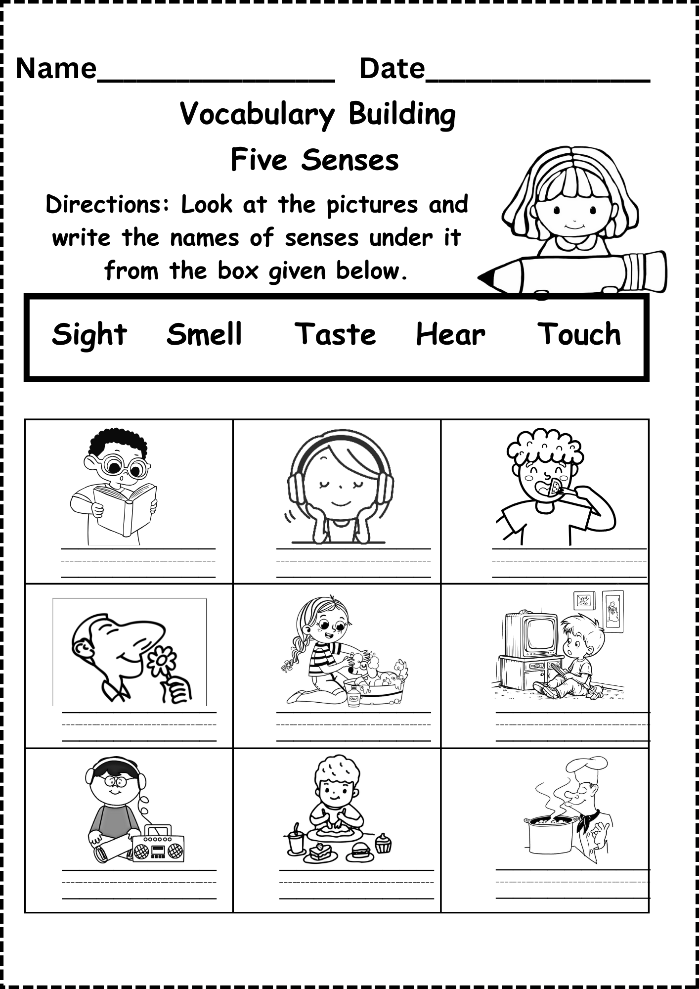 Free Kindergarten Worksheets On 5 Senses