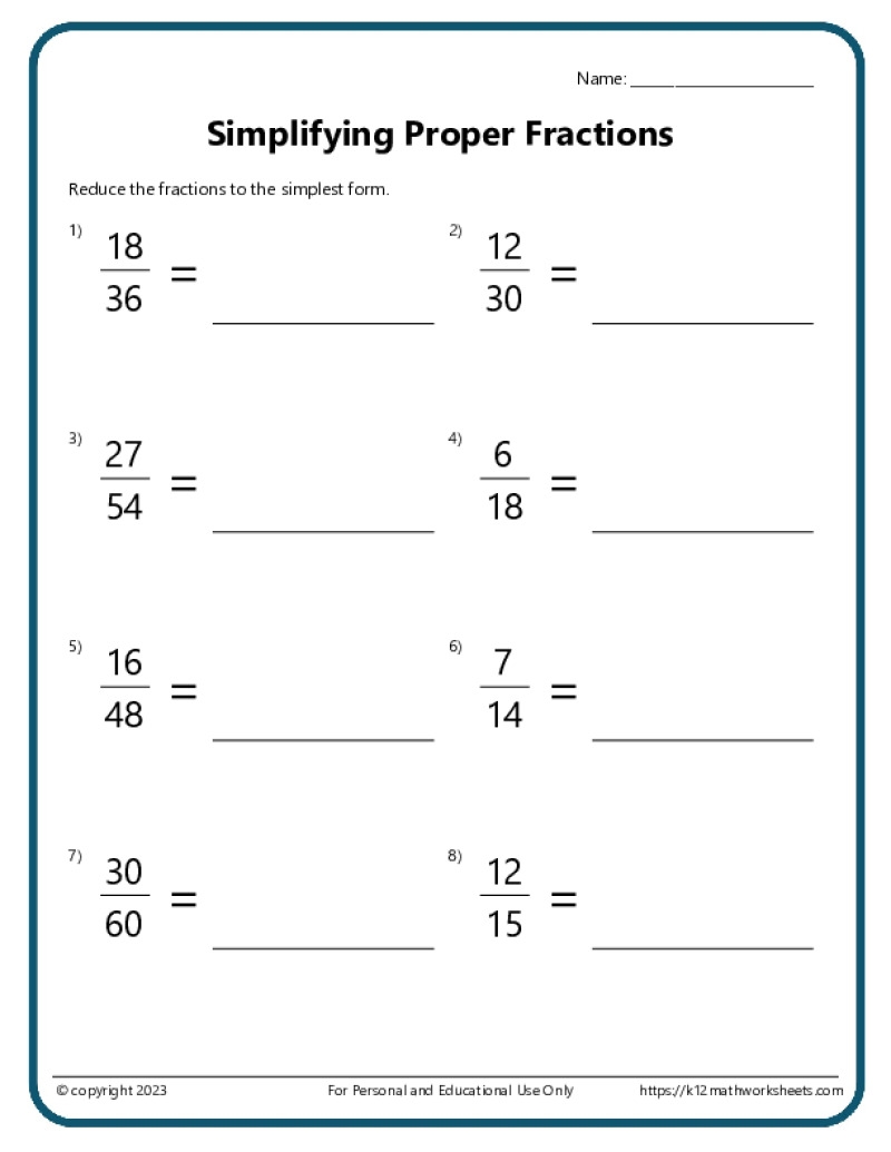 Free Fraction Worksheets For Kindergarten