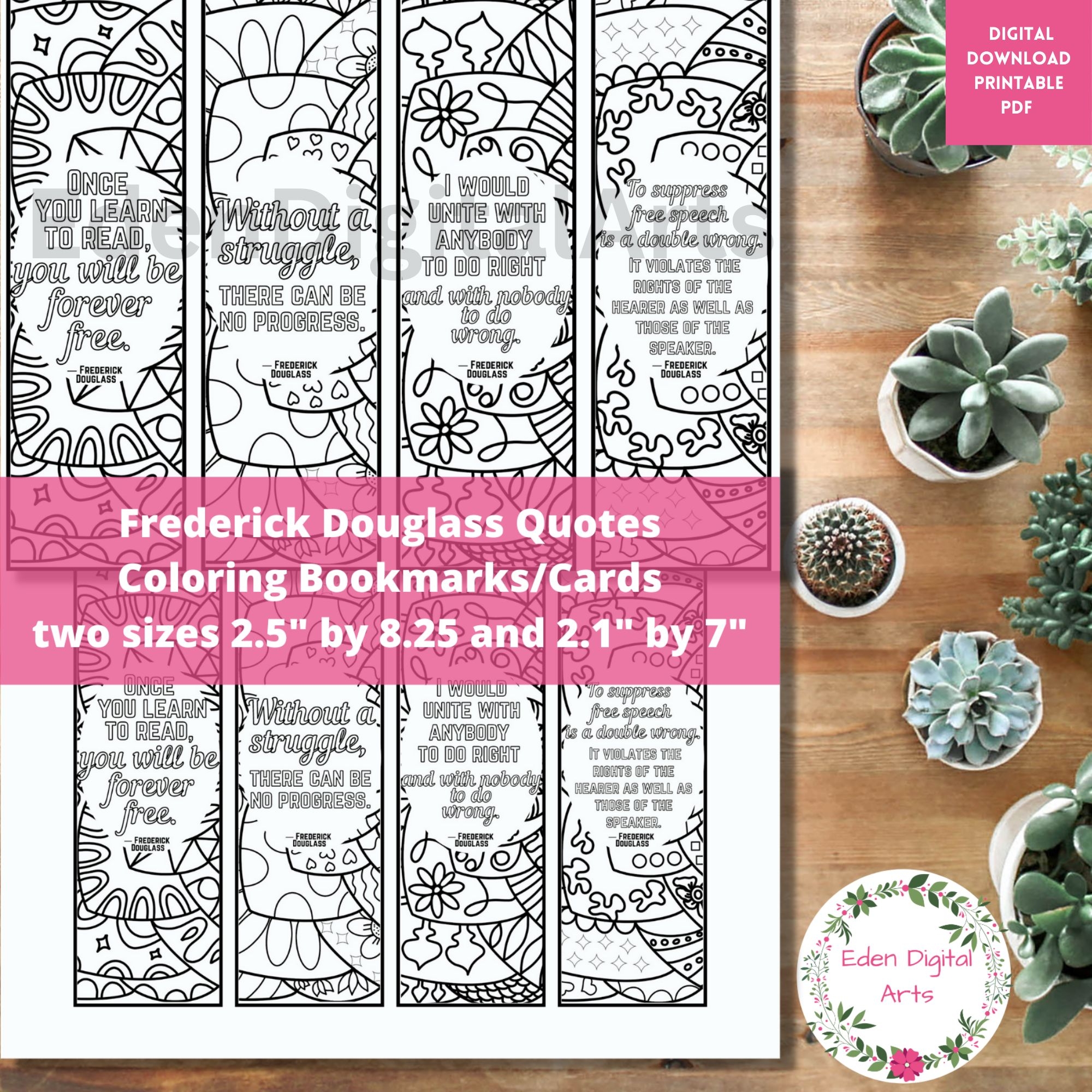 Frederick Douglass Quotes Coloring Bookmarks Cards Black History 