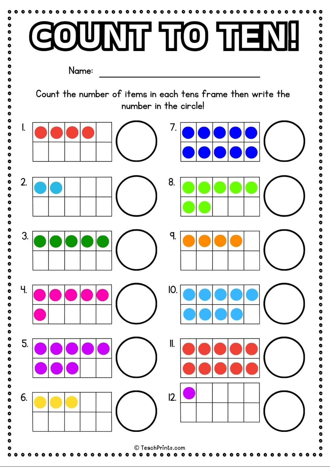 Free 1 10 Counting Worksheet Teach Prints
