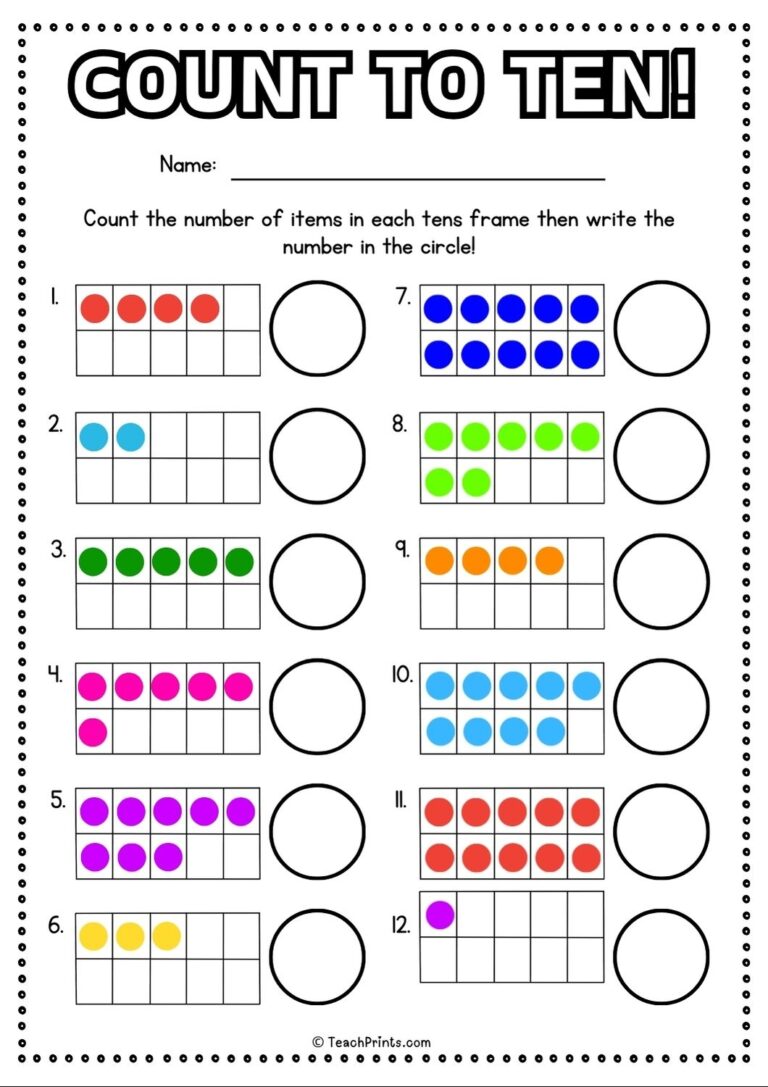 Free 1 10 Counting Worksheet Teach Prints