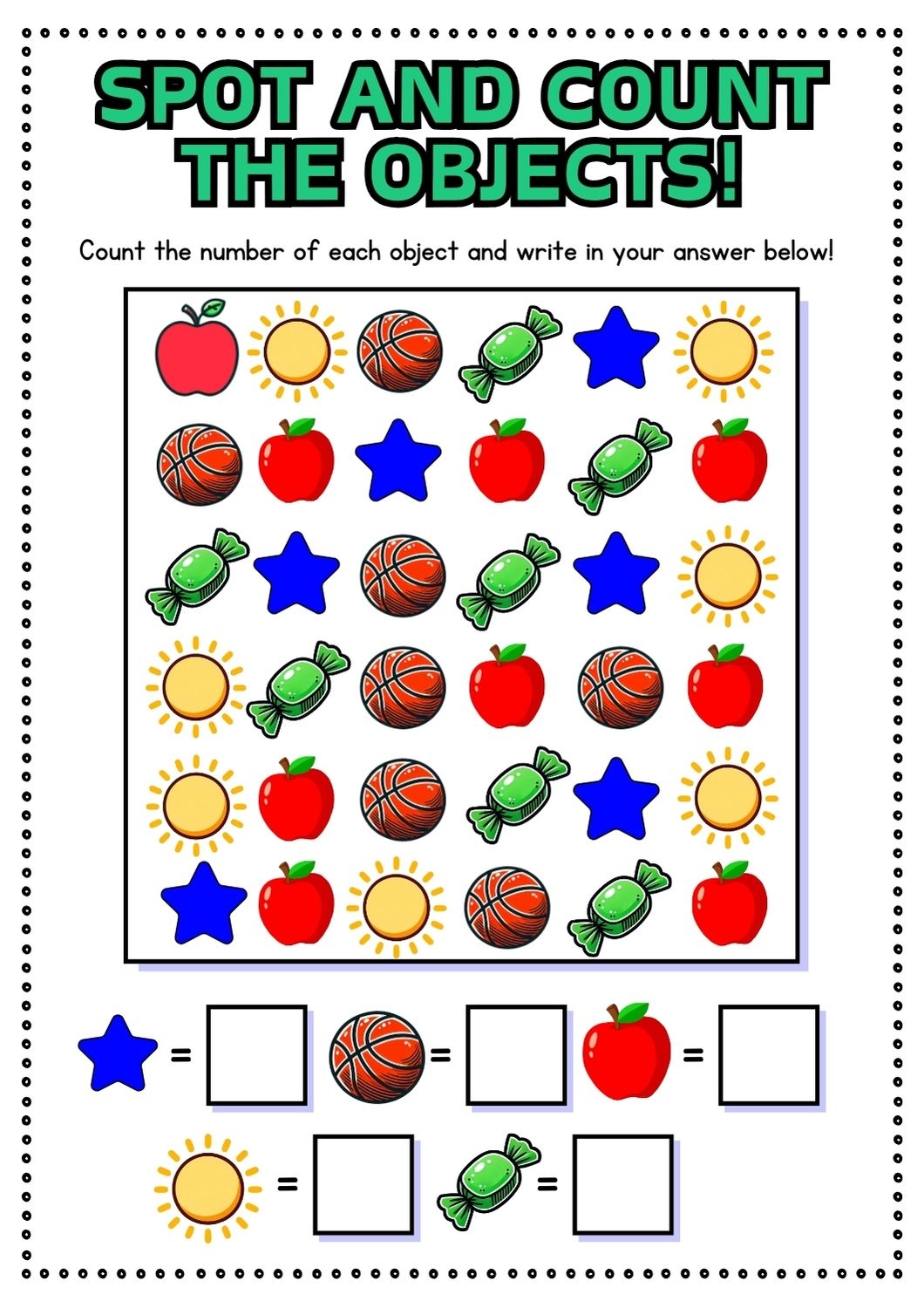 Printable Counting Worksheets For Kindergarten