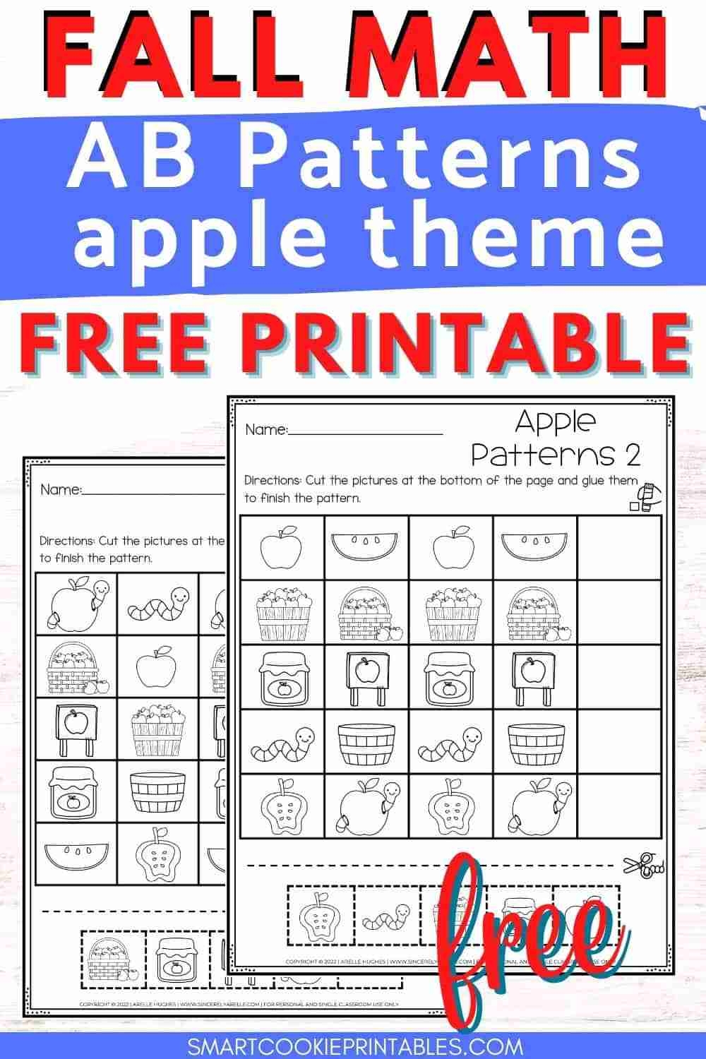 Free ABAB Apple Pattern Worksheets Smart Cookie Printables