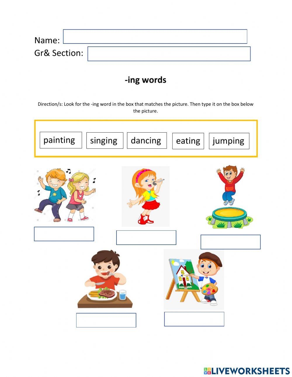 Free Action Words Worksheet Download Free Action Words Worksheet 