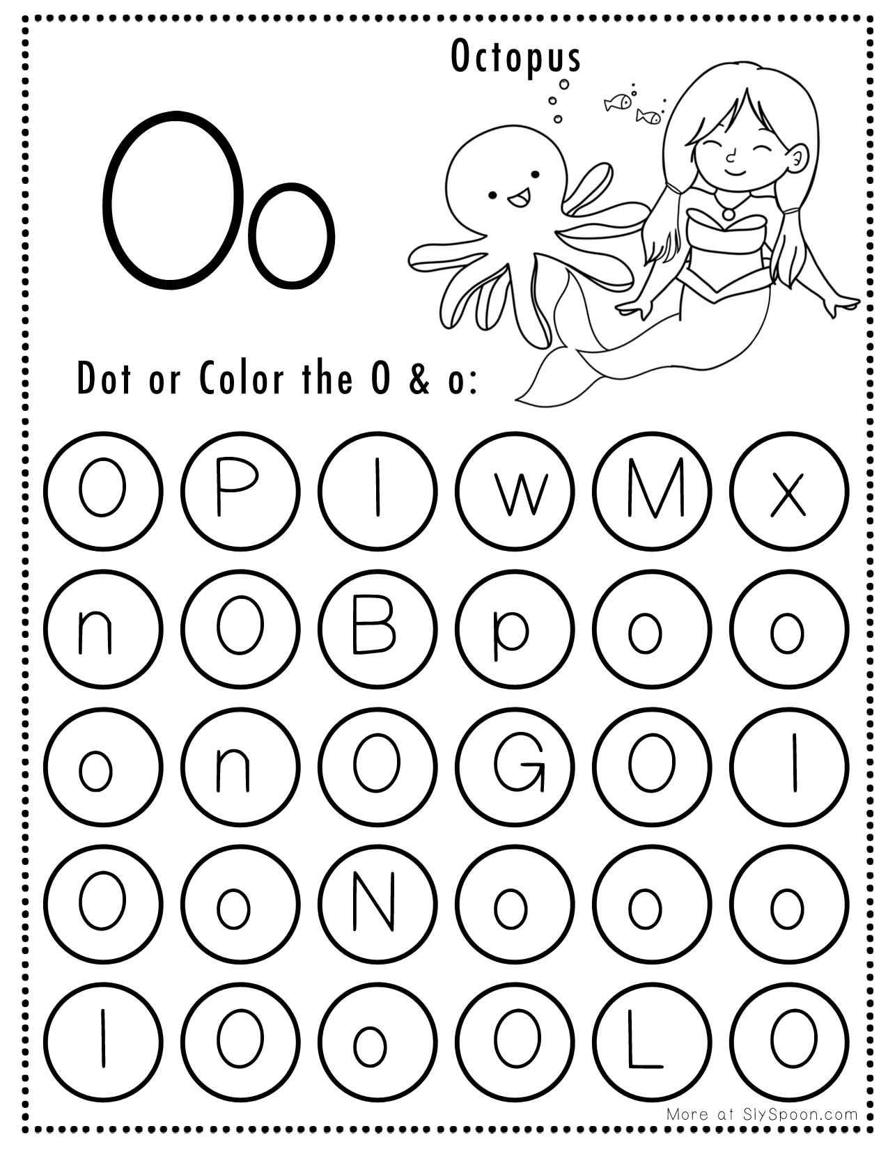 Free Alphabet Do A Dot Printables Worksheets Letter O Mermaid Themed Sly Spoon Free Alphabet Do A Dot Printables Worksheets Letter O Mermaid Themed Sly Spoon