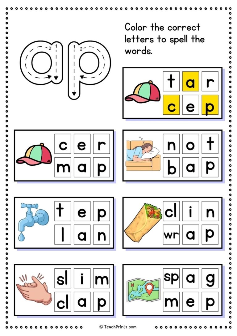 Free Ap Word Family Worksheets Teach Prints