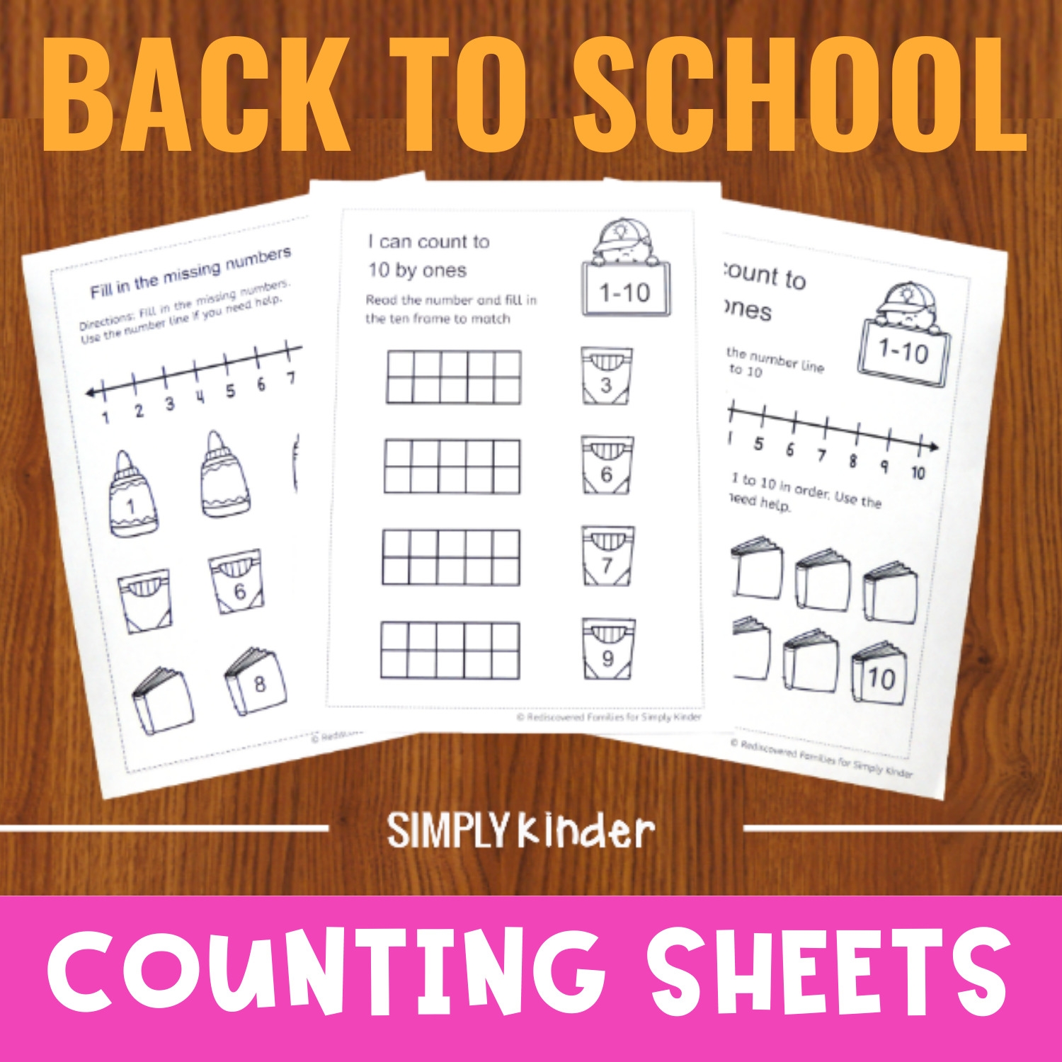 FREE Back To School Counting WorkSheets For Kindergarten Simply Kinder