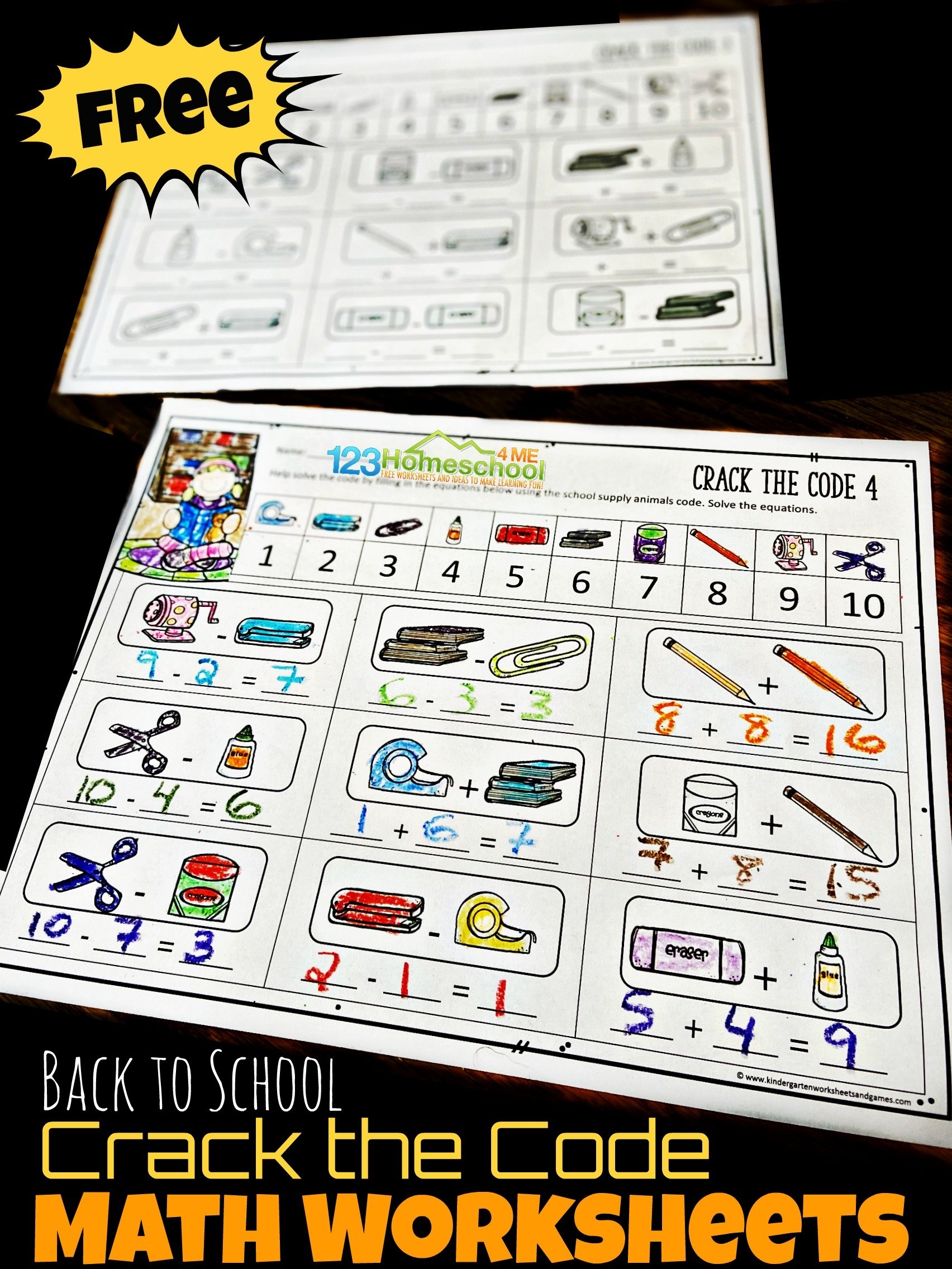  FREE Back To School Crack The Code Worksheets For First Day 