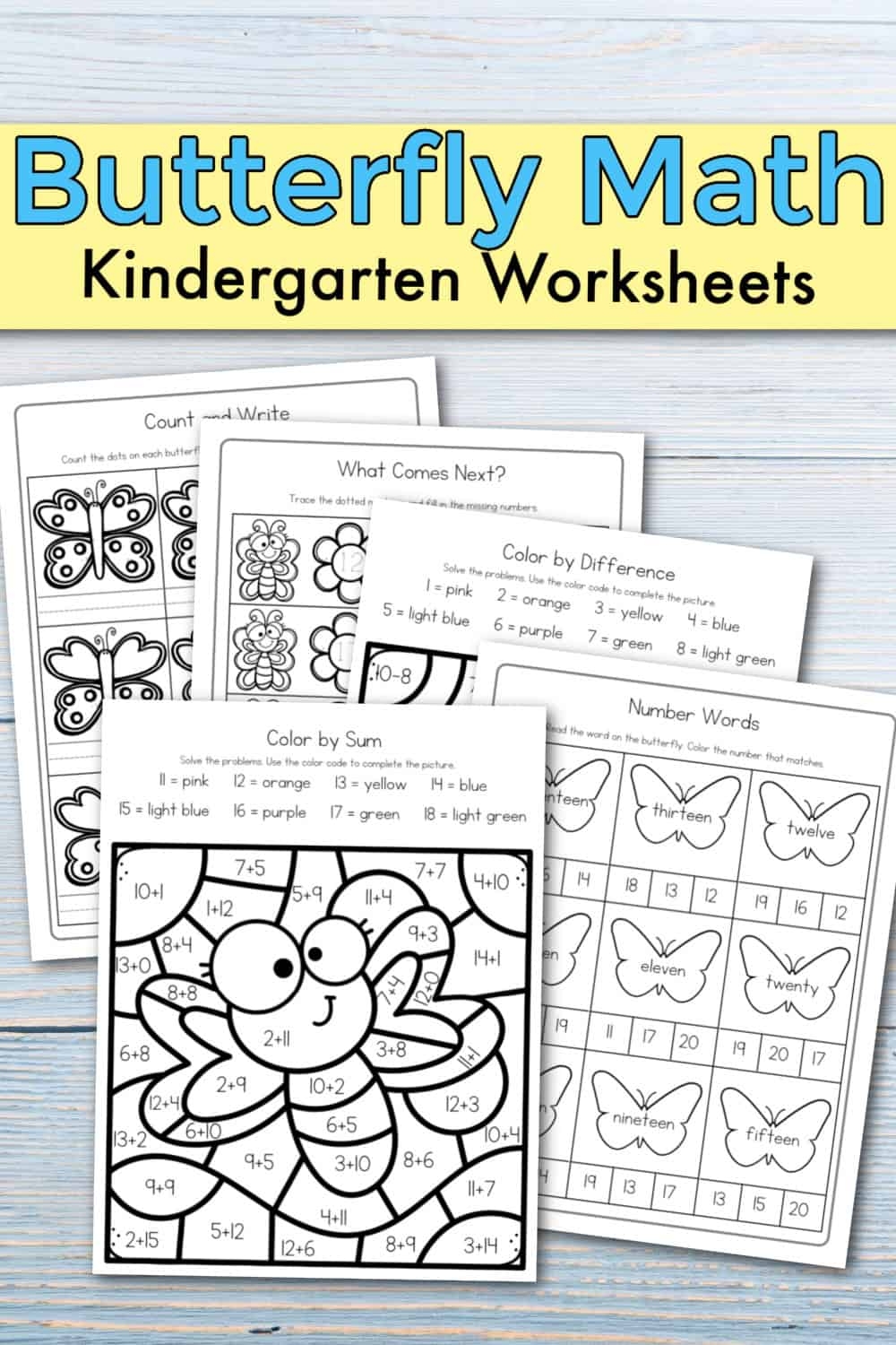 Free Butterfly Math Worksheets For Kindergarten Free Butterfly Math Worksheets For Kindergarten