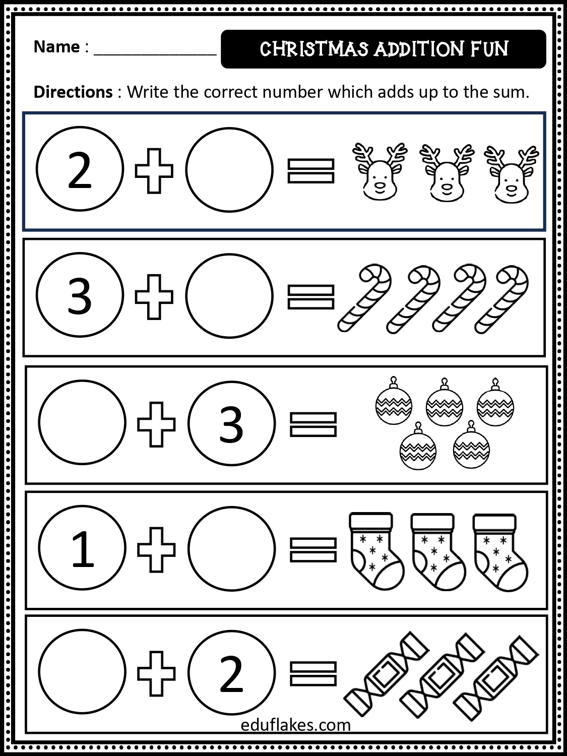 Free Christmas Math Worksheets For Kindergarten Eduflakes
