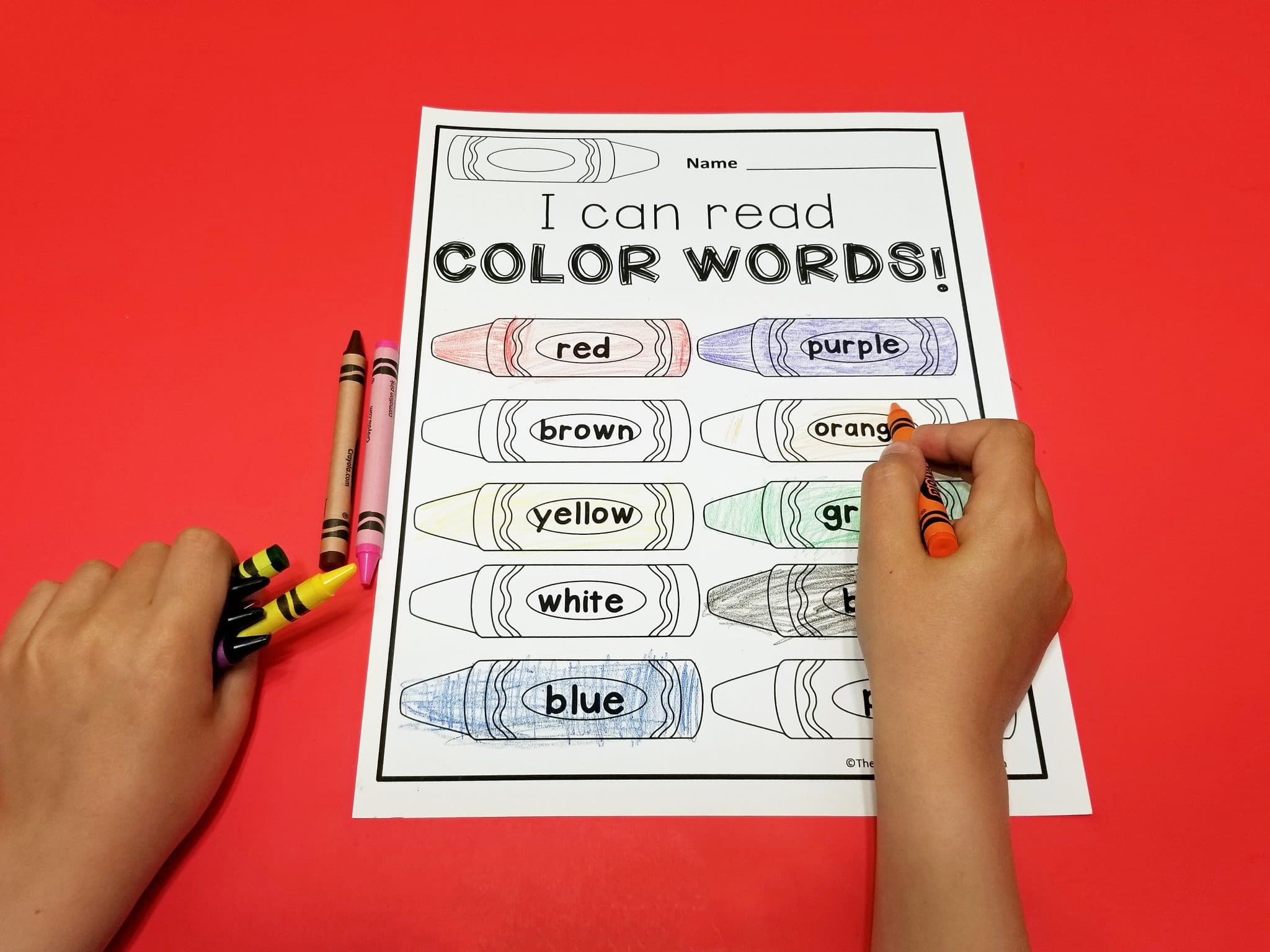 Free Color Words Printables The Kindergarten Connection