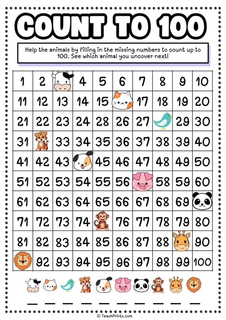 Free Count To 100 Worksheets Teach Prints
