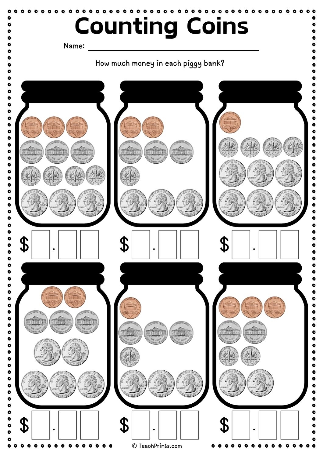 Free Counting Money And Coins Worksheets Teach Prints