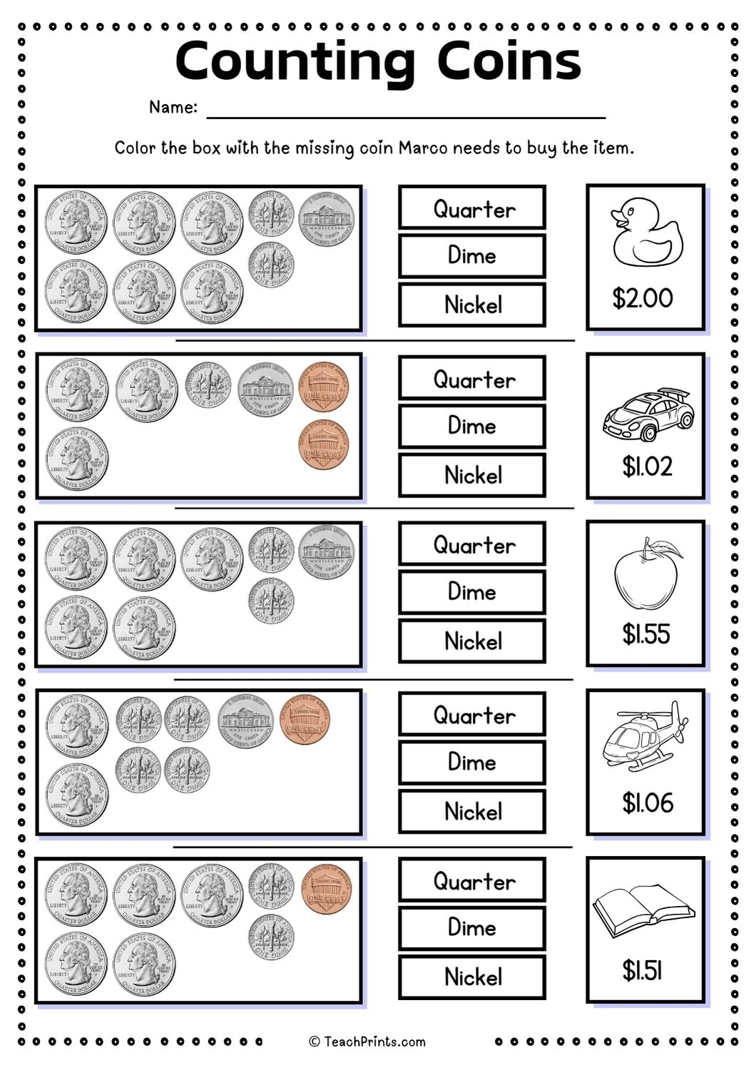 Free Counting Pennies Worksheets For Kindergarten