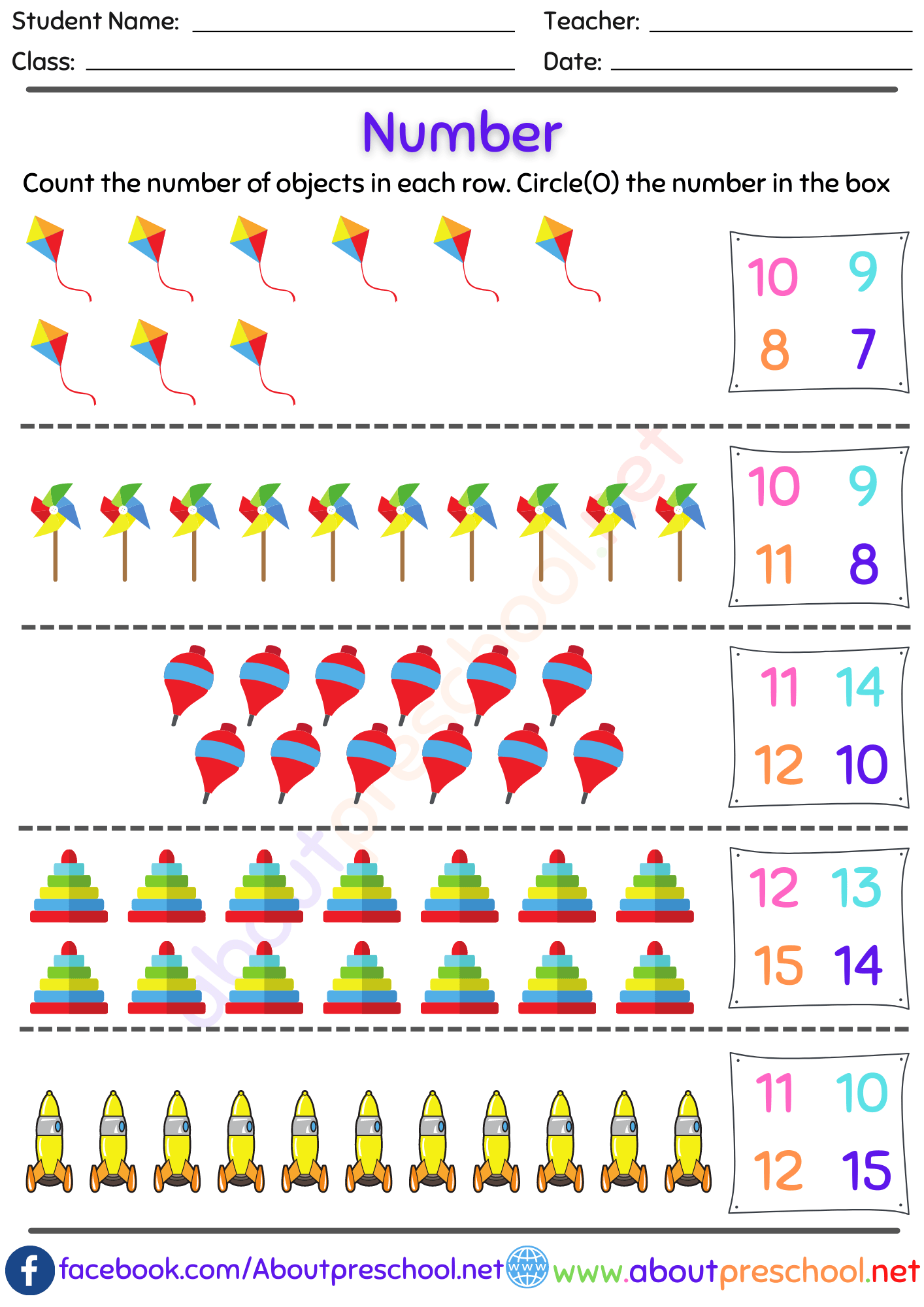 Free Counting Objects Worksheets Kindergarten