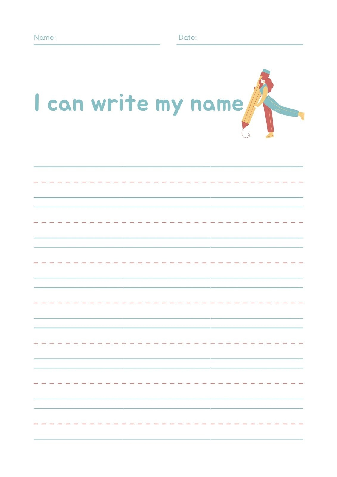 Free Printable Kindergarten Name Worksheets
