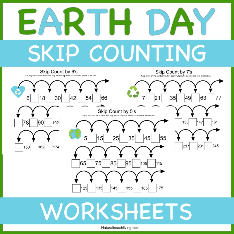 Free Earth Day Skip Counting Worksheets Natural Beach Living