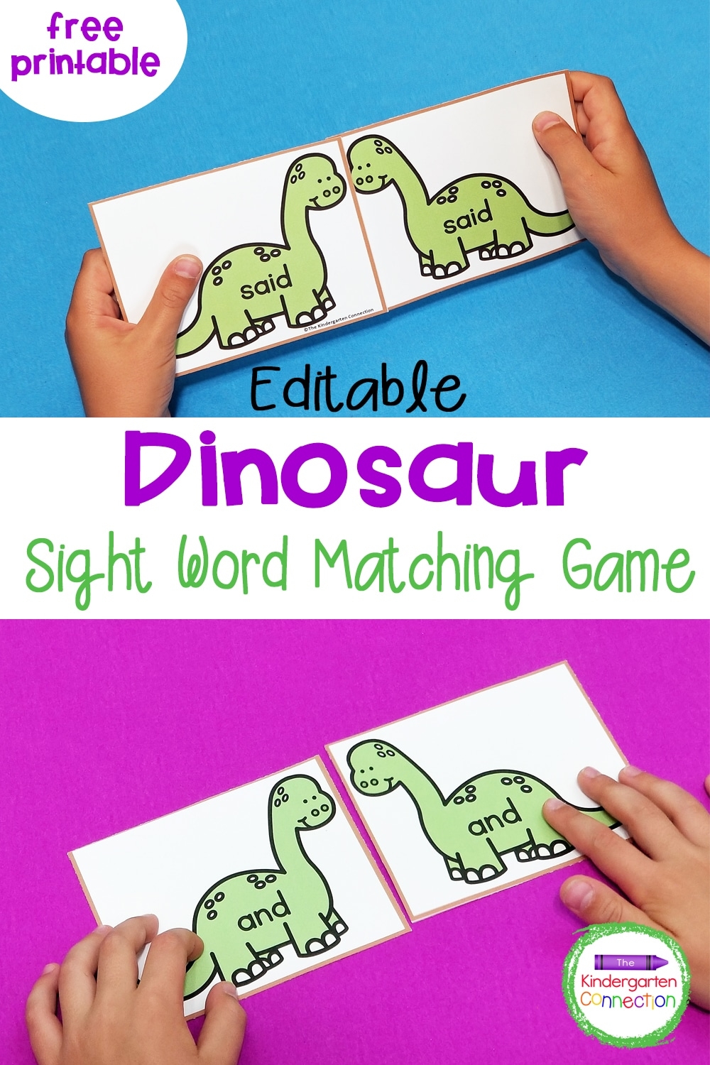 FREE Editable Dinosaur Sight Word Game The Kindergarten Connection