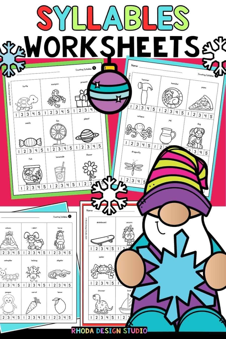 Syllable Winter Worksheet Free Kindergarten