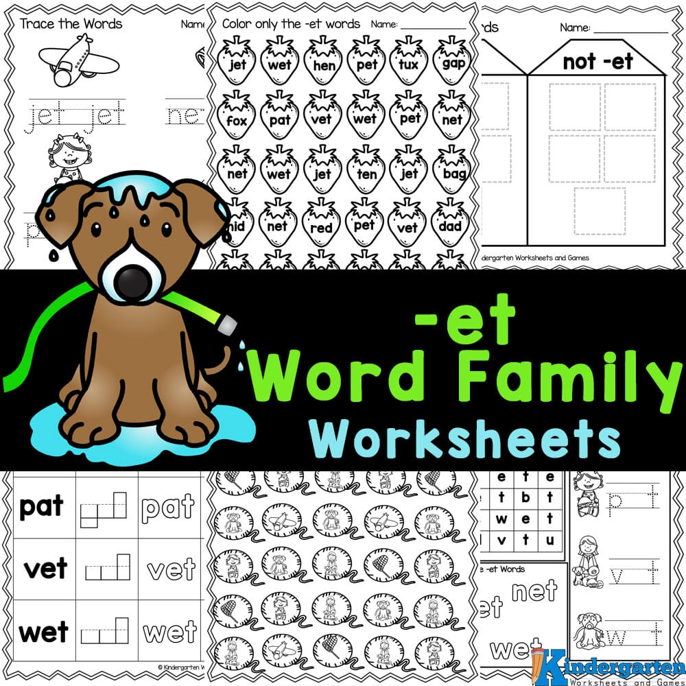 Et Word Family Worksheets For Kindergarten
